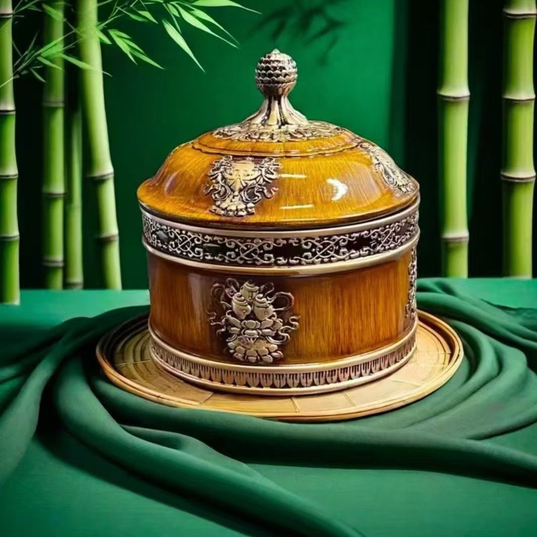 西藏包邮藏式工艺吉祥糌粑储物罐糖果盒家用复古用品糍粑摆件