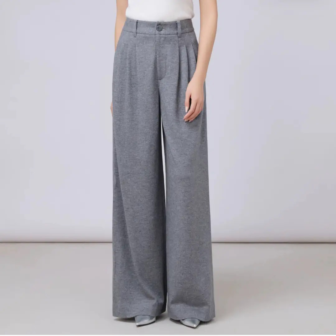 AMASS/阿玛施新款时尚休闲高腰显瘦灰色新款垂感直筒裤女 5100661