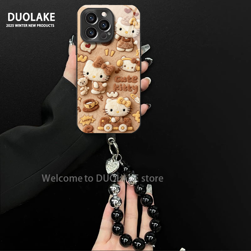 毛绒kt适用苹果vivo华为oppo小米iPhone17电镀玻璃防摔手机壳潮