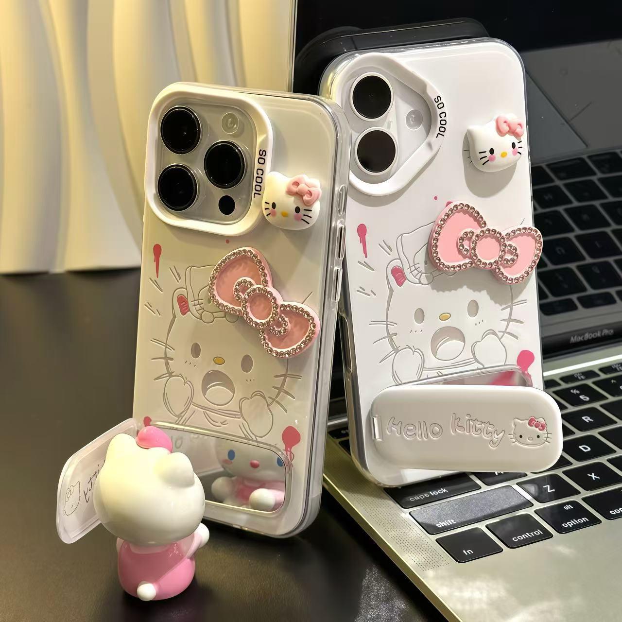 适用iPhone16/15promax镶钻蝴蝶结Kitty壳小米15/14新款华为pura8
