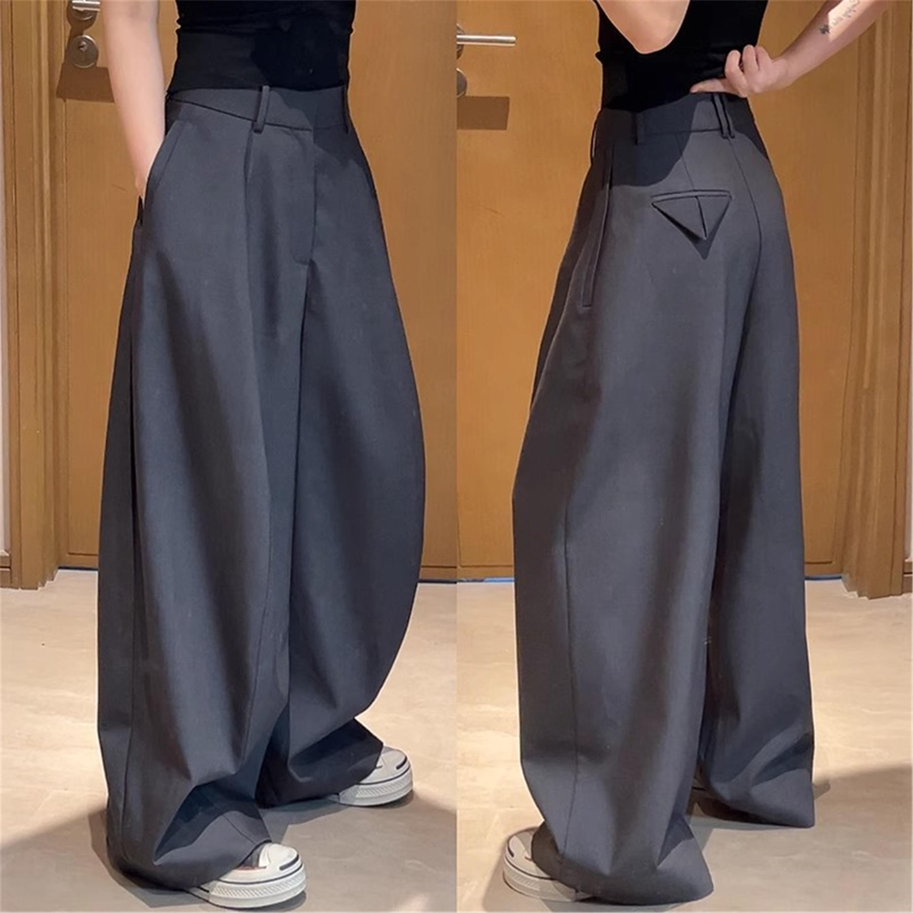 高端欧货2025年秋季新款显瘦百搭高腰休闲宽松阔腿直筒裤女西装裤