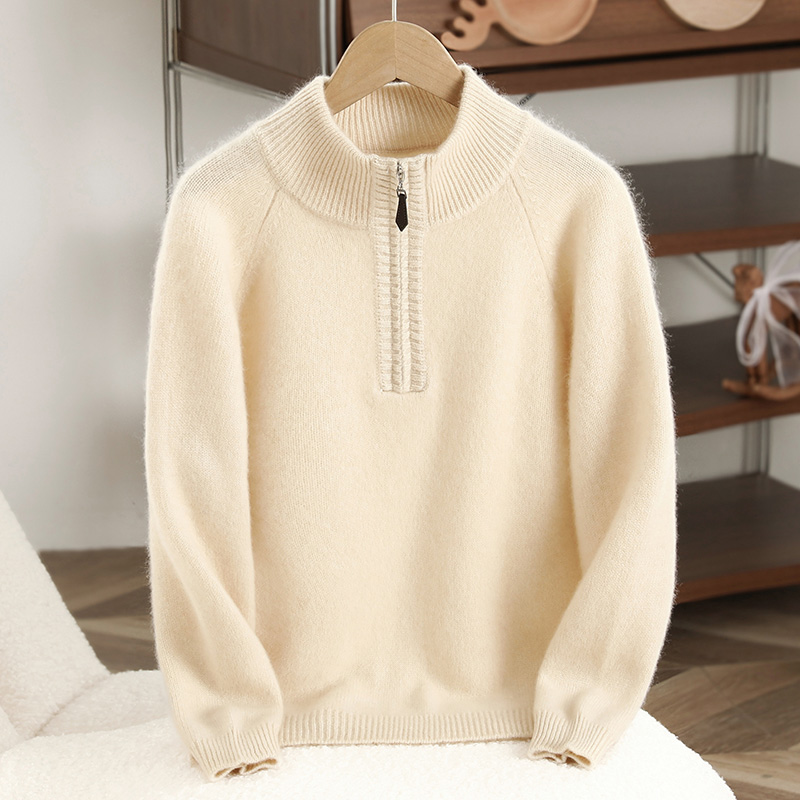 儿童100%纯羊毛衫加厚毛衣半拉链时尚针织打底衫休闲风中大童内搭