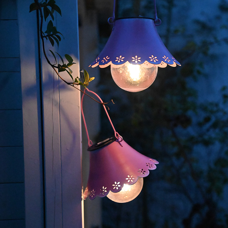 铁艺复古户外庭院太阳能挂灯花园别墅露台阳台防水吊灯花园装饰灯