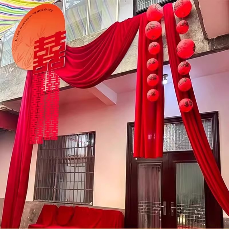 婚房氛围布置结婚装饰农村阳台院子自建房别墅庭院仿真花婚礼拉花