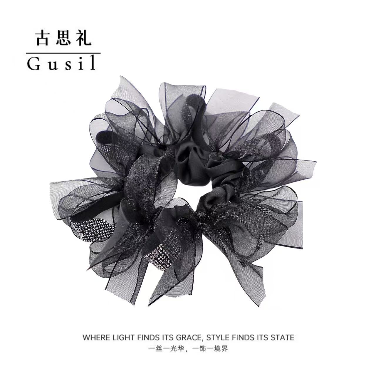 韩系慵懒赫本风蝴蝶结飘带大肠发圈GS9310