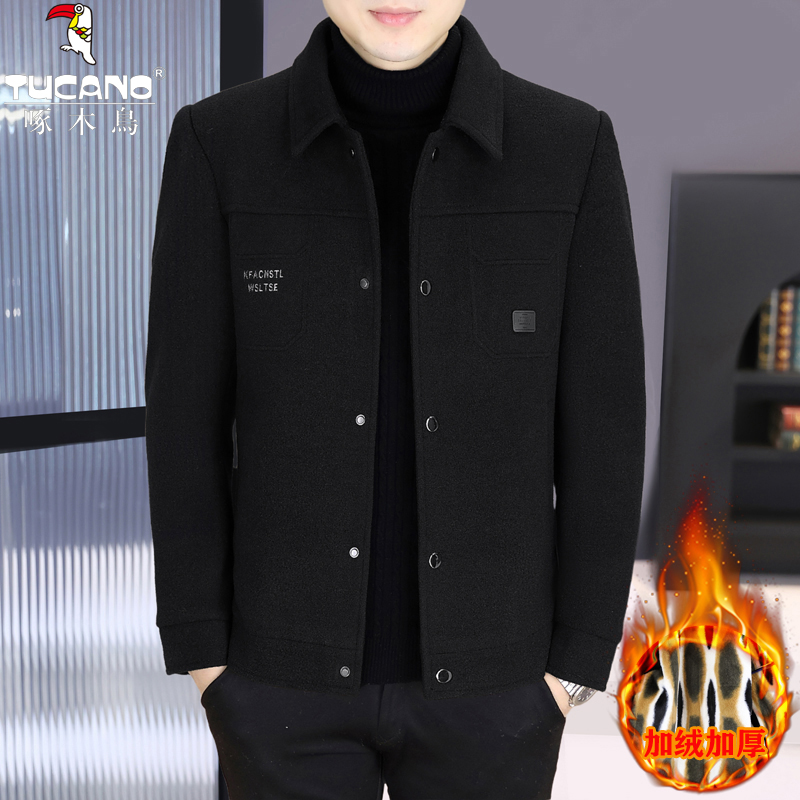 TUCANO/啄木鳥【加绒加厚】冬季时尚呢子印花高档夹克保暖男外套帅