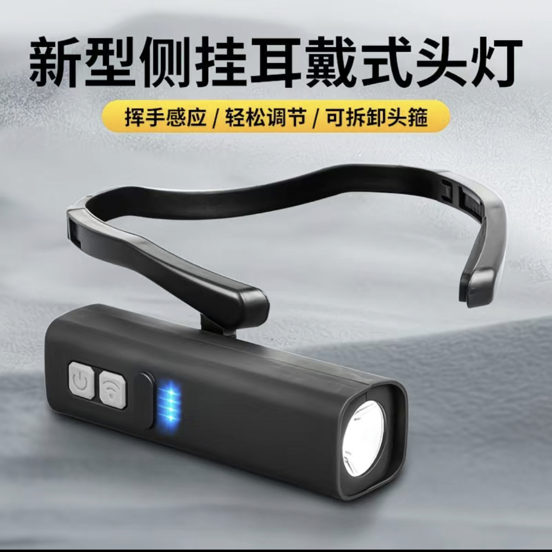 挂耳式感应头灯强光超亮可充电长续航户外骑行夜跑登山钓鱼专用