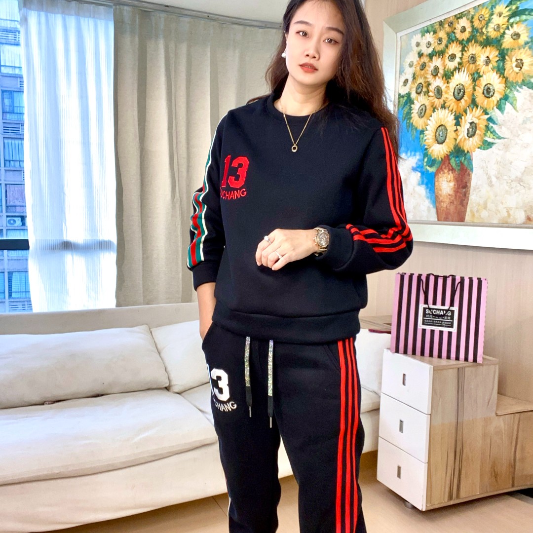 2025冬加绒加厚女士宽松洋气长袖百搭时尚休闲运动套装