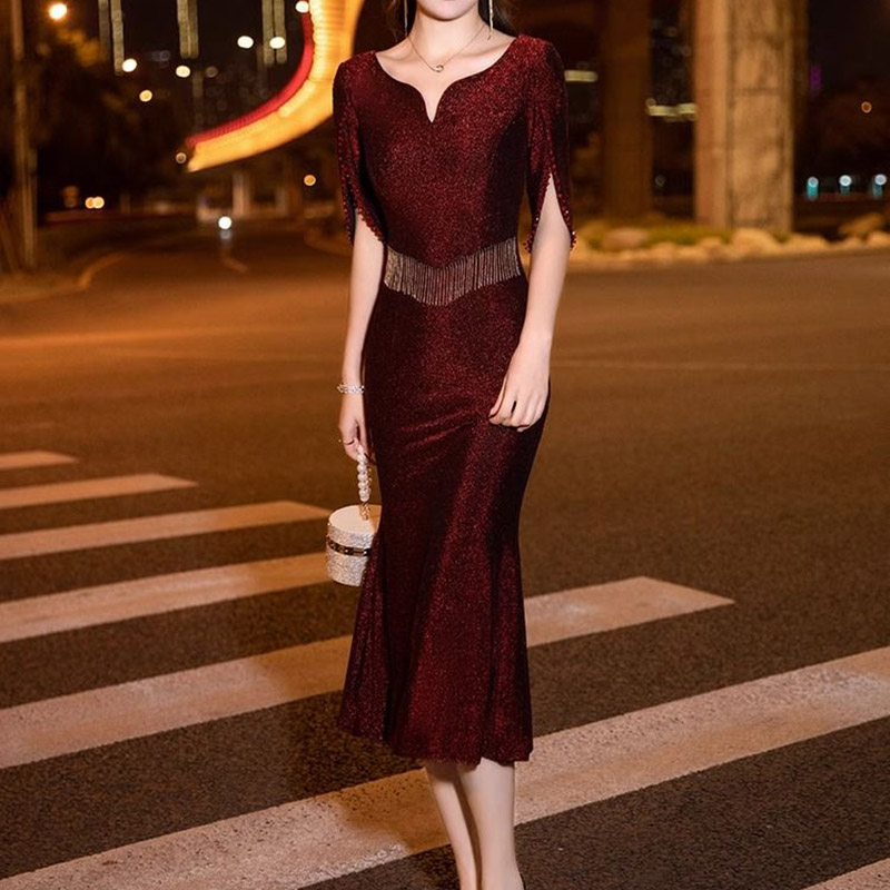王小鸭婚宴装晚礼服女2025春夏新款高贵气质妈妈装气质宴会鱼尾裙