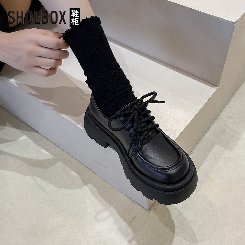 达芙妮集团旗下英伦风厚底小皮鞋女款2025新款秋季百搭黑色JK单鞋