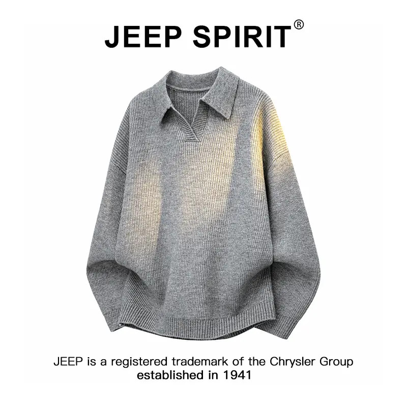 Jeep吉普美式复古Polo领毛衣男士2025秋季新款休闲百搭针织衫上衣