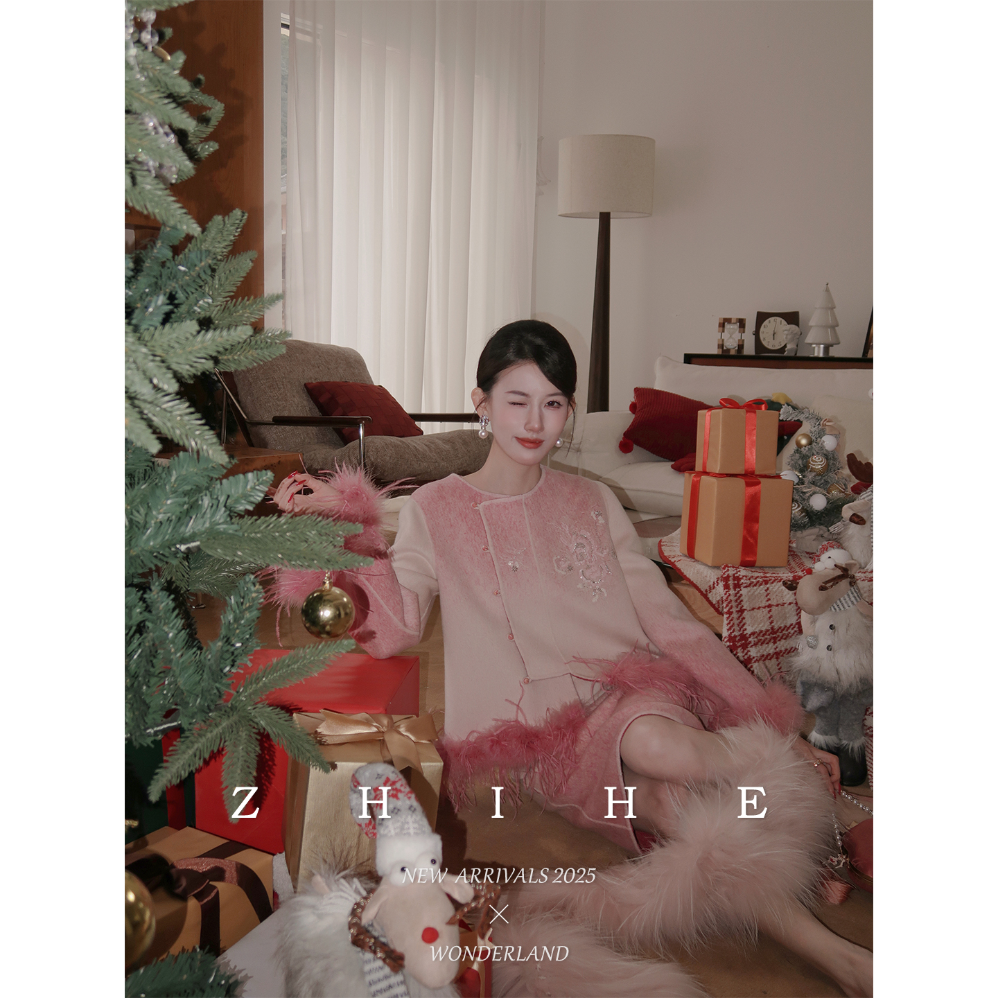 无艳一禾【粉黛云烟】手工坊-莱赛尔绵羊毛重工刺绣双面呢大衣+半裙