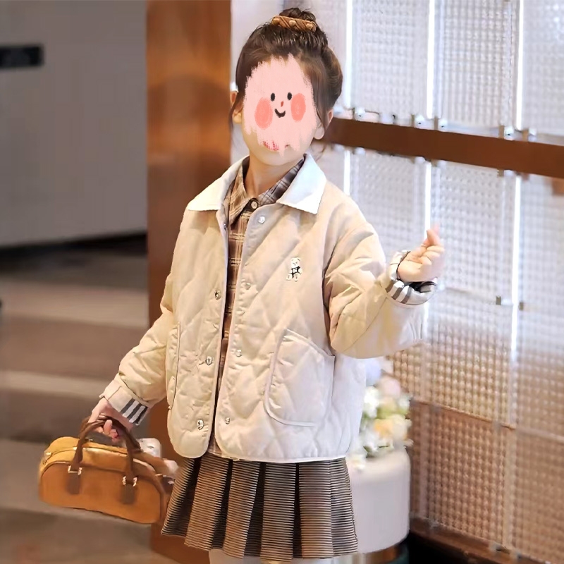 女童夹棉外套秋冬装2025新款儿童休闲上衣韩版中大童百搭棉服洋气