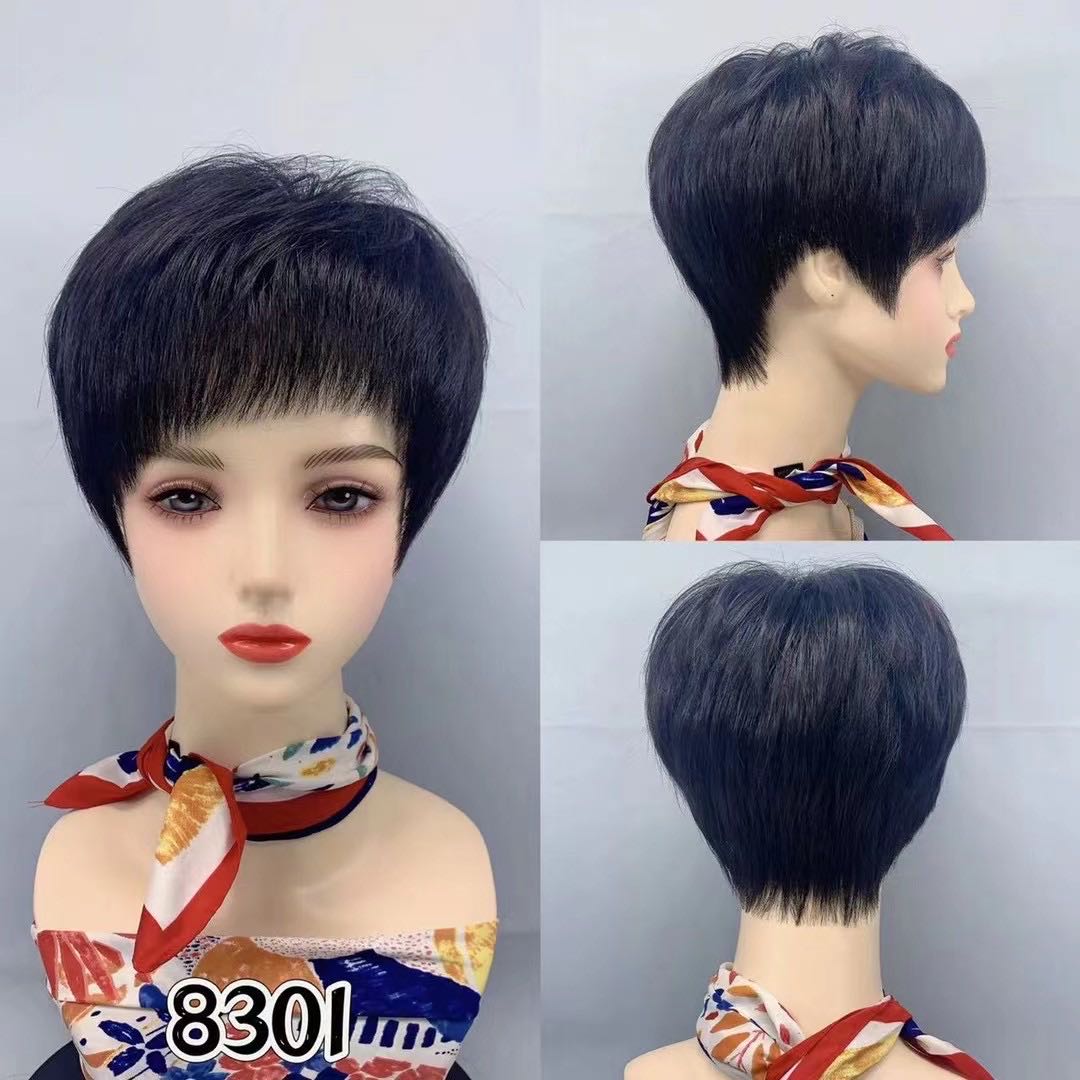 女士短直发全真发假发套手织轻薄假发