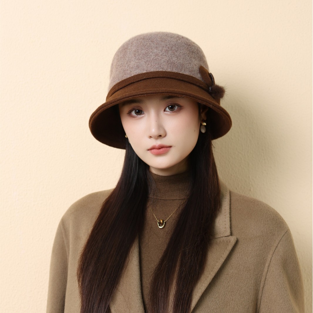 羊毛呢渔夫帽女秋冬季韩版百搭中老年人保暖优雅英伦复古盆帽礼帽
