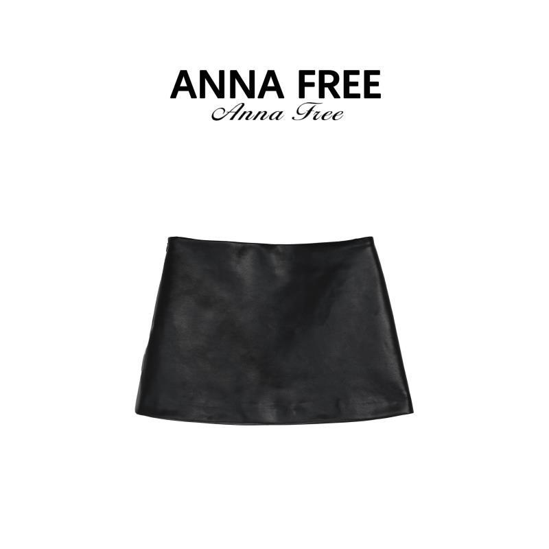ANNA FREE 女高腰a字短裙修身显瘦2025秋新款pu皮半身裙ZC825817