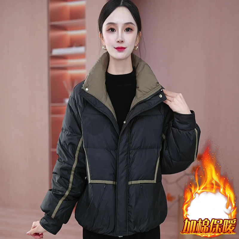 加棉加厚时尚棉服外套女2025冬季新款保暖洋气质百搭棉袄立领棉衣