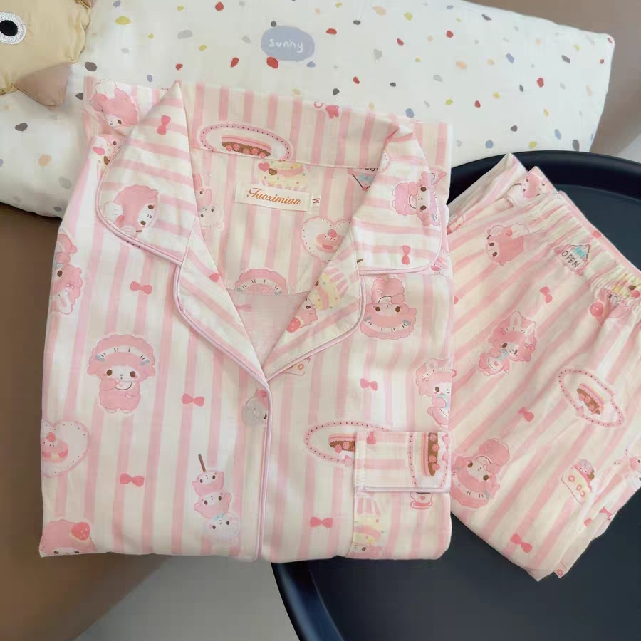 日系卡通可爱美乐蒂睡衣女春秋季纯棉长袖长裤甜美学生家居服套装