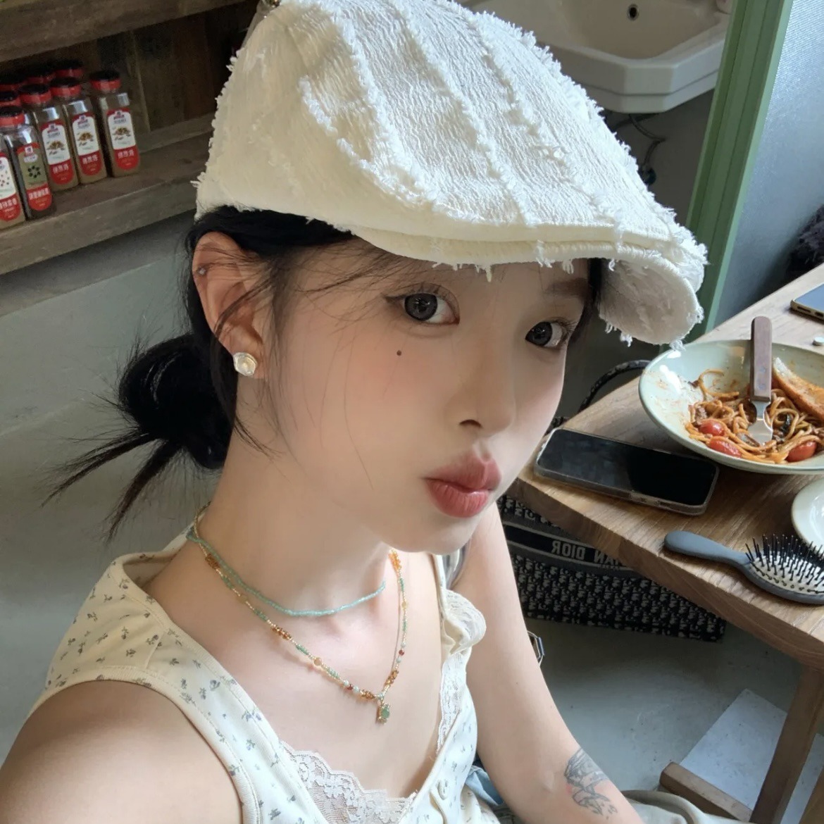 画家帽日系针织街头风报童潮牌复古纯色文艺前进帽女生设计感时尚