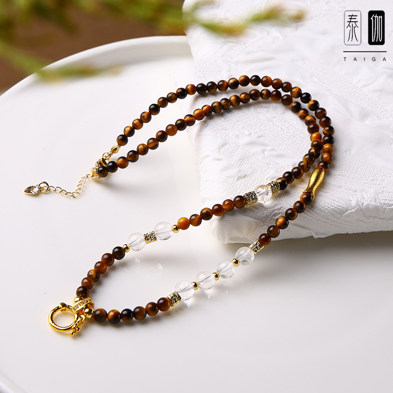 铜合金仿水晶吊坠 泰伽高端虎眼石锁骨链锦鲤唐卡吊坠佛牌配链