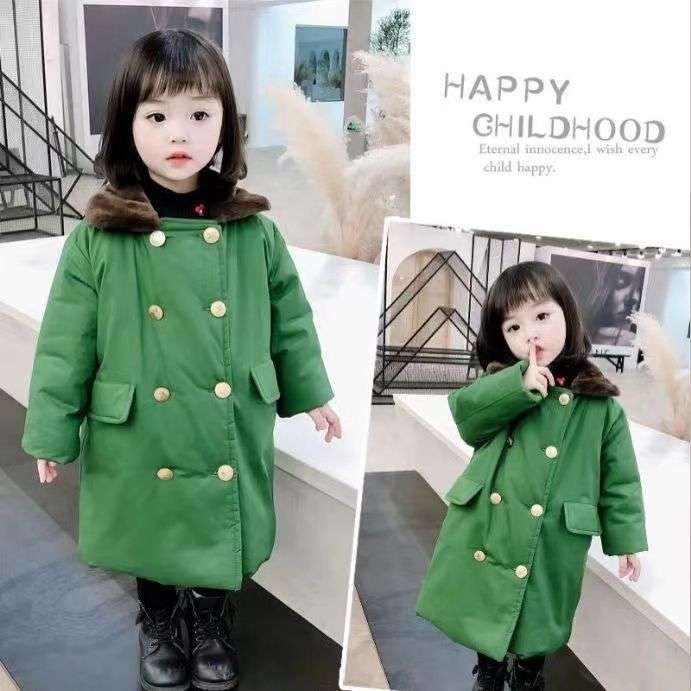 儿童军大衣冬季男童加厚加绒女童棉衣女宝东北大棉袄套装婴儿外套