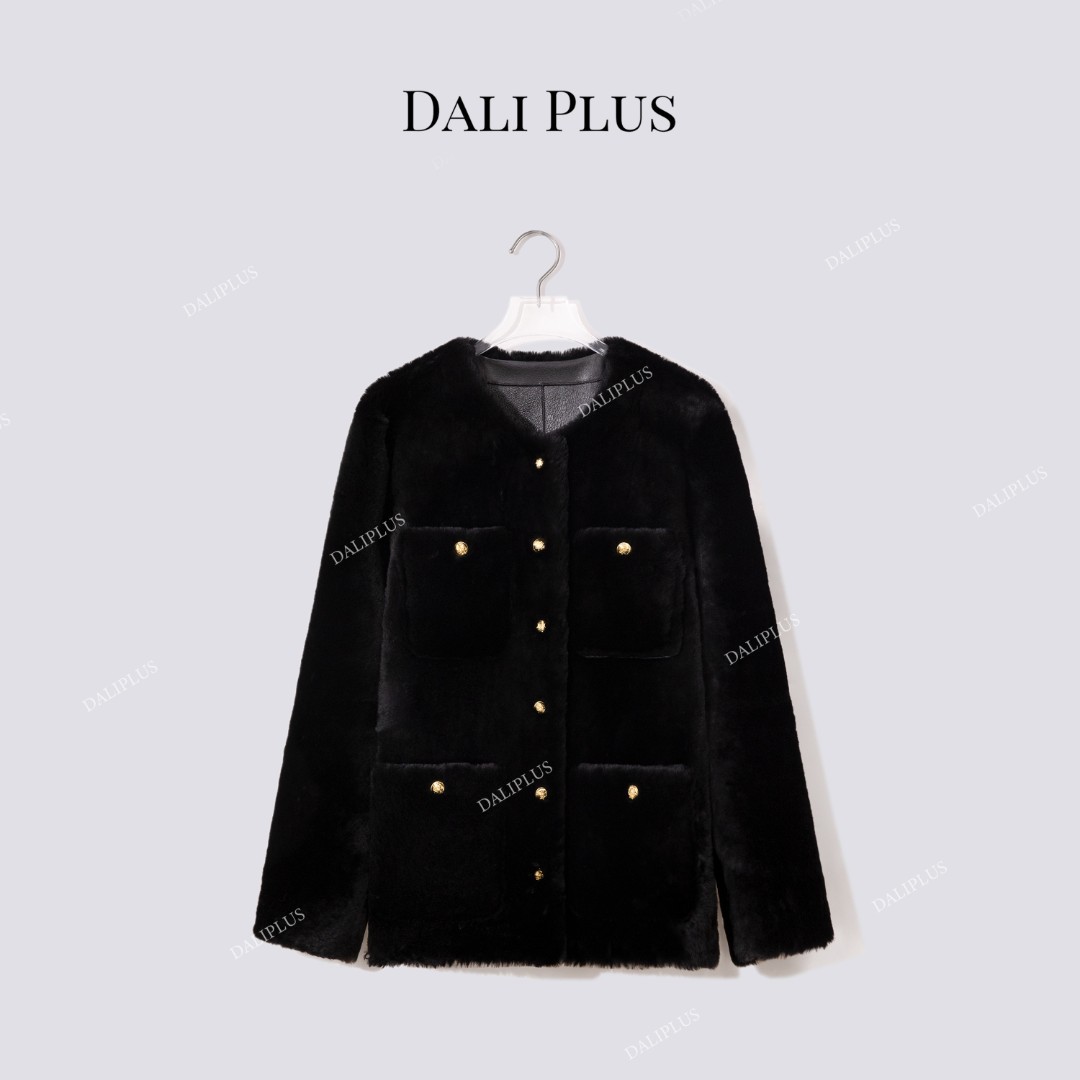 DALI PLUS“西班牙进口美丽奴洛曼‘’皮毛一体皮草外套-D5CH5150