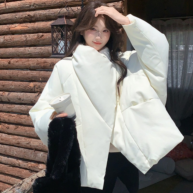 翻领大翻领短款棉服女时尚新款小个子外套韩系休闲设计感宽松面