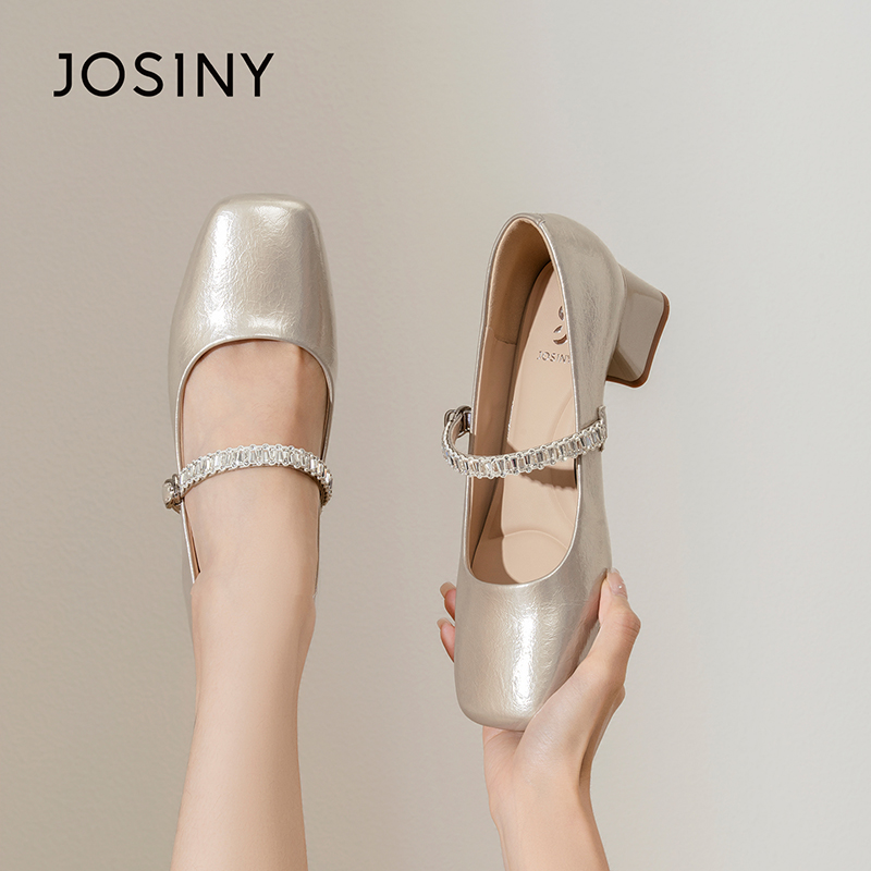 卓诗尼气质一字扣玛丽珍女2025夏中跟浅口厚底绝美单鞋551A12513