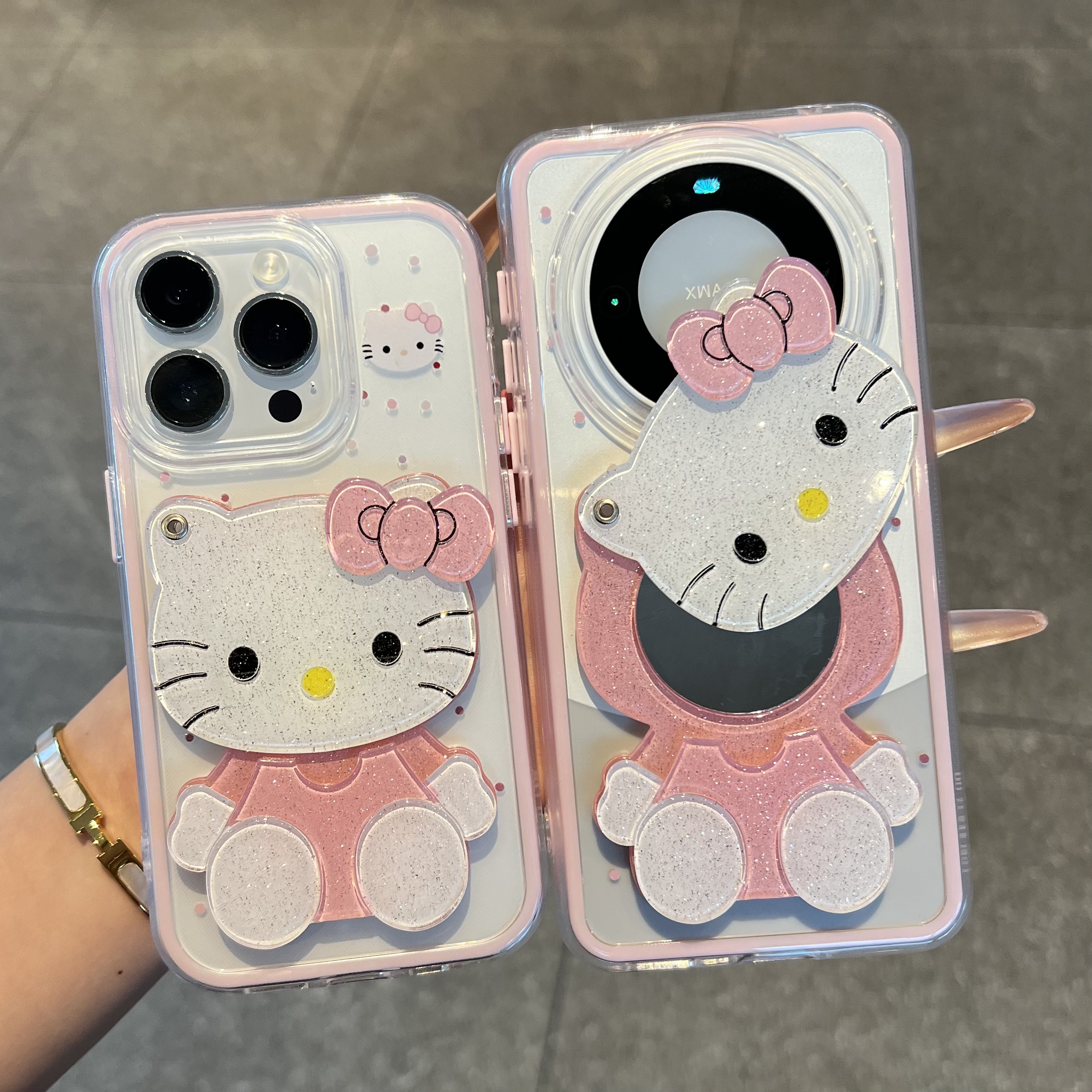 奥菲顿凯蒂补妆镜适用苹果17/16透色手机壳小米15vivo华为p70oppo