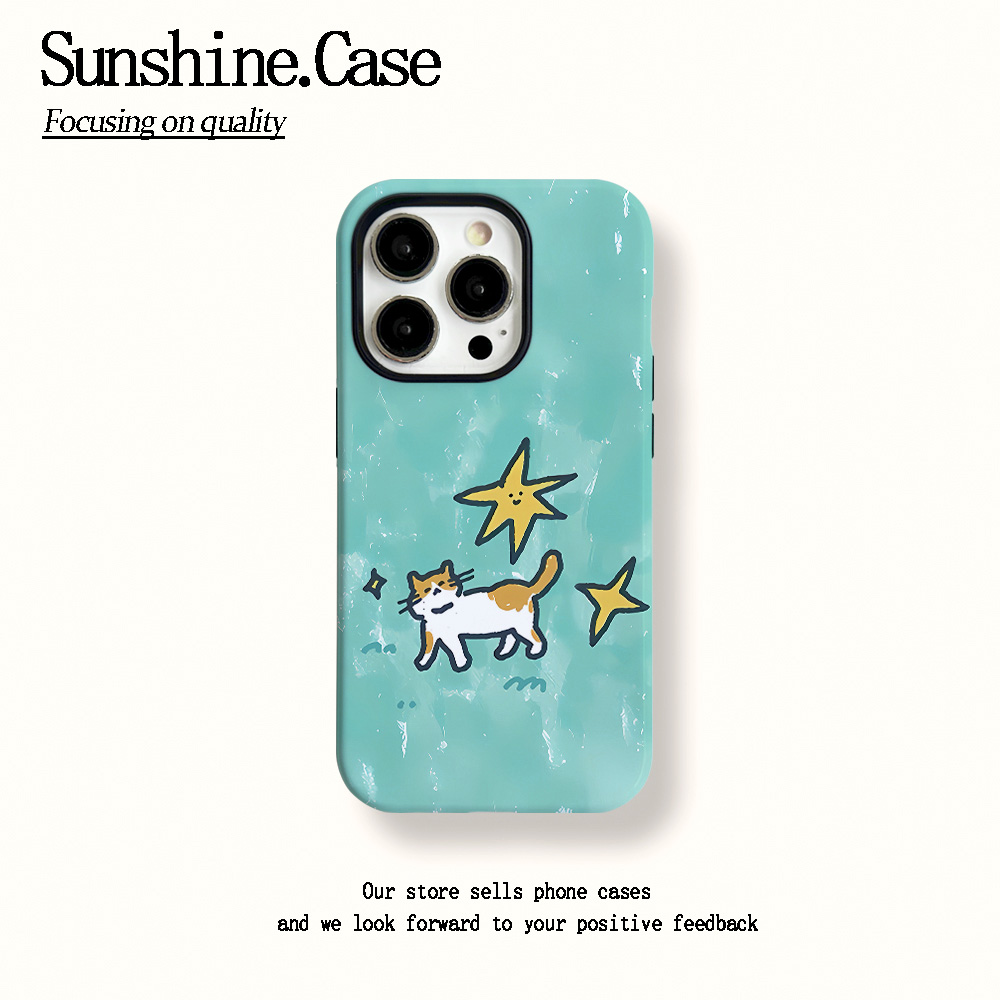 菲林二合一适用苹果华为vivo小米oppo手机壳星星猫咪16PRO/15