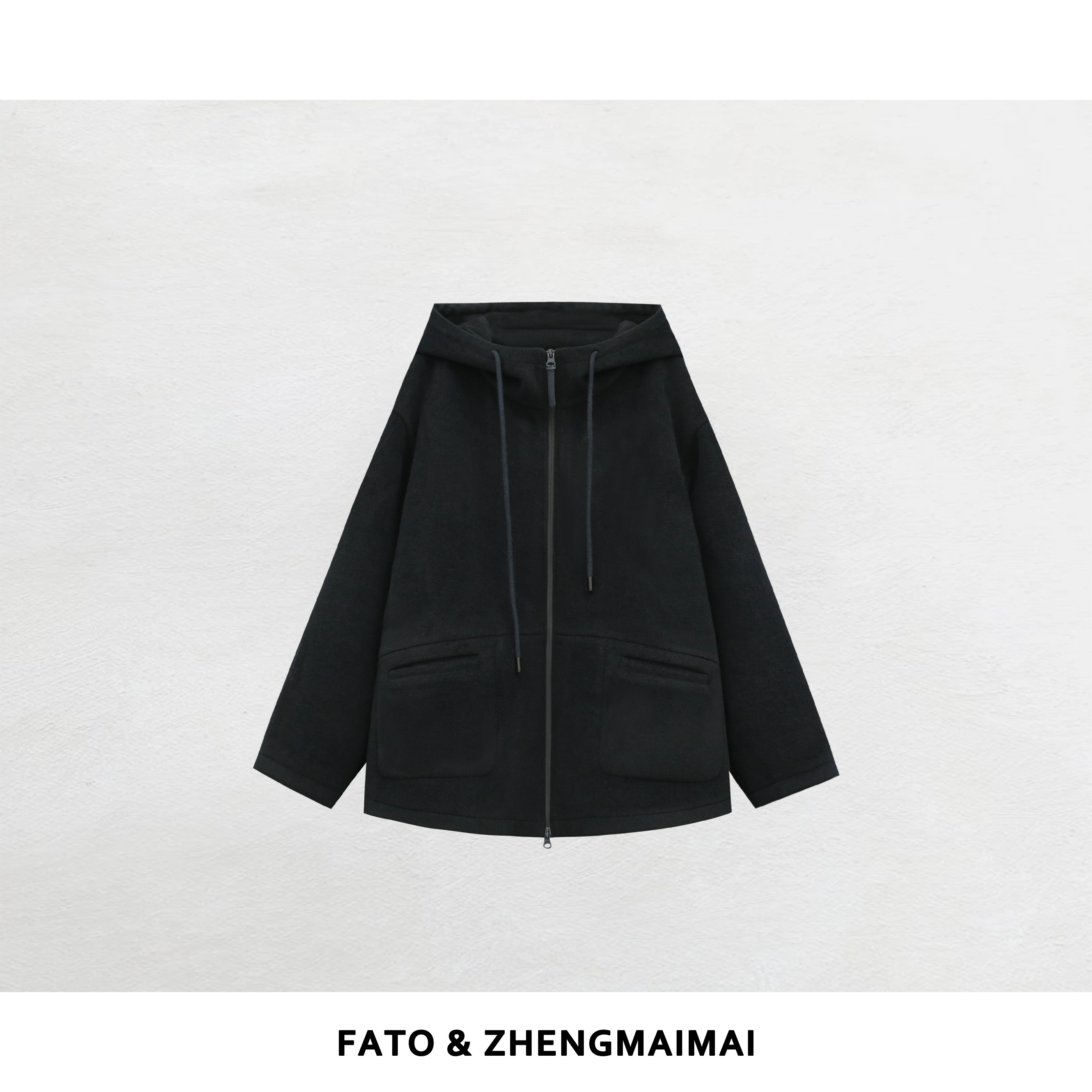 郑买买 蓝隐士 秋冬款绵羊毛洋气连帽百搭极简时尚外套 YZ51028W1