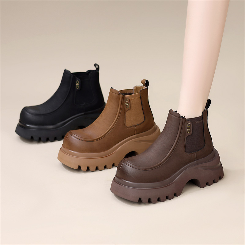 超轻增高厚底套筒马丁靴女英伦风2025新款秋季新款舒适百搭短靴女