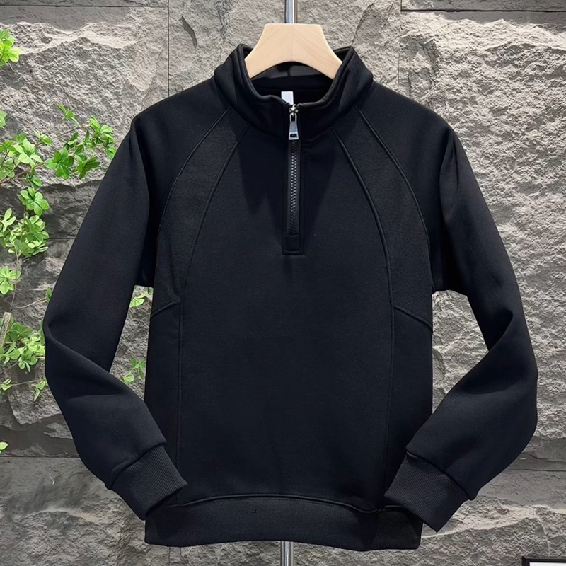 半拉链加绒卫衣男潮牌立领保暖打底衫2025秋冬季新款男士套头上衣