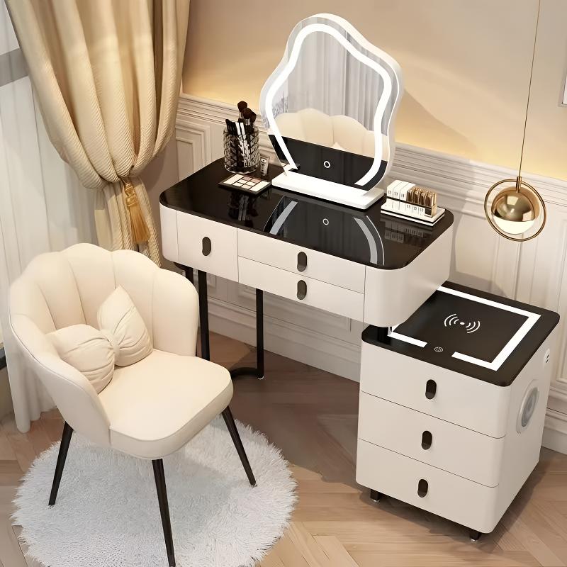 全实木智能梳妆台主卧室梳妆台家用梳妆台斗柜一体无线充电化妆台