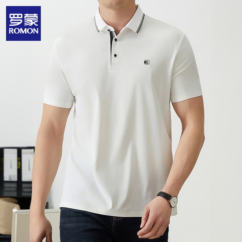 罗蒙高端男士短袖Polo衫夏季新款冰丝凉感半袖休闲上衣服轻奢男装