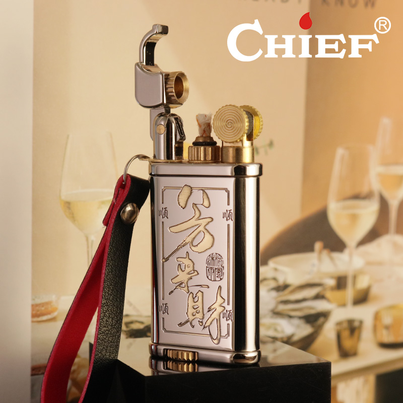 新款夏日金属复古双砂轮煤油火机创意八方来财小巧打火机男士礼物