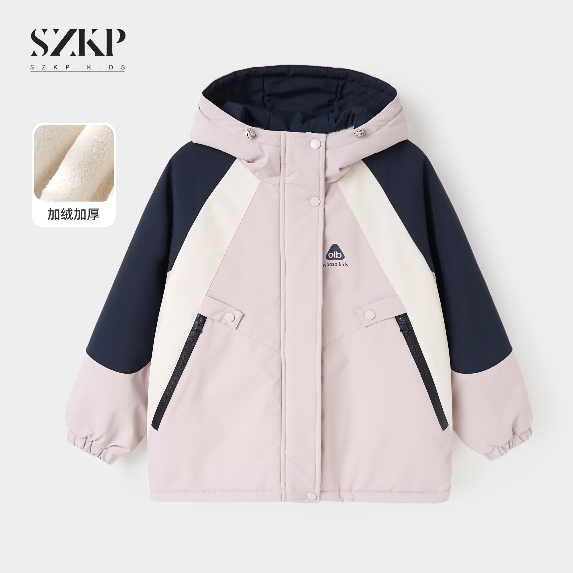 SZKP冬季新款女童保暖上衣中大童休闲儿童加绒棉衣外套BGYD557718