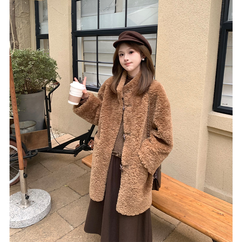 FUGUI RICH【木调雪松】小个子冬季新款洋气时尚百搭绒感毛毛外套