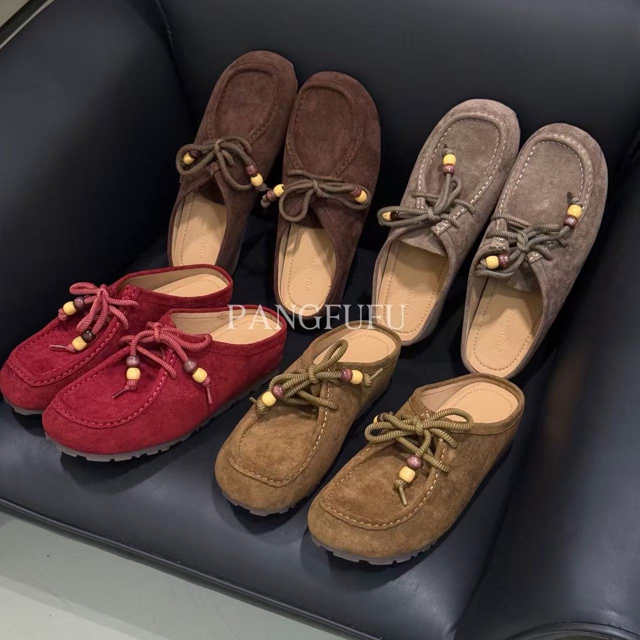 【胖福福大码女鞋】内增高版百搭俏皮休闲一脚蹬袋鼠鞋勃肯鞋单鞋