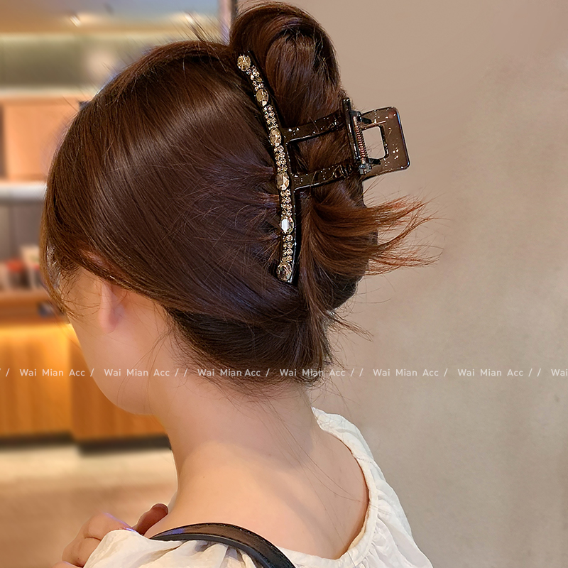 高端超大号抓夹网红时尚镶钻全盘抓夹女新款轻奢后脑勺鲨鱼夹头饰