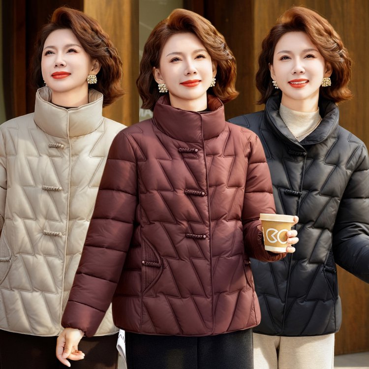 中老年女士冬季保暖棉服大码加厚外套妈妈装立领设计显瘦时尚棉袄
