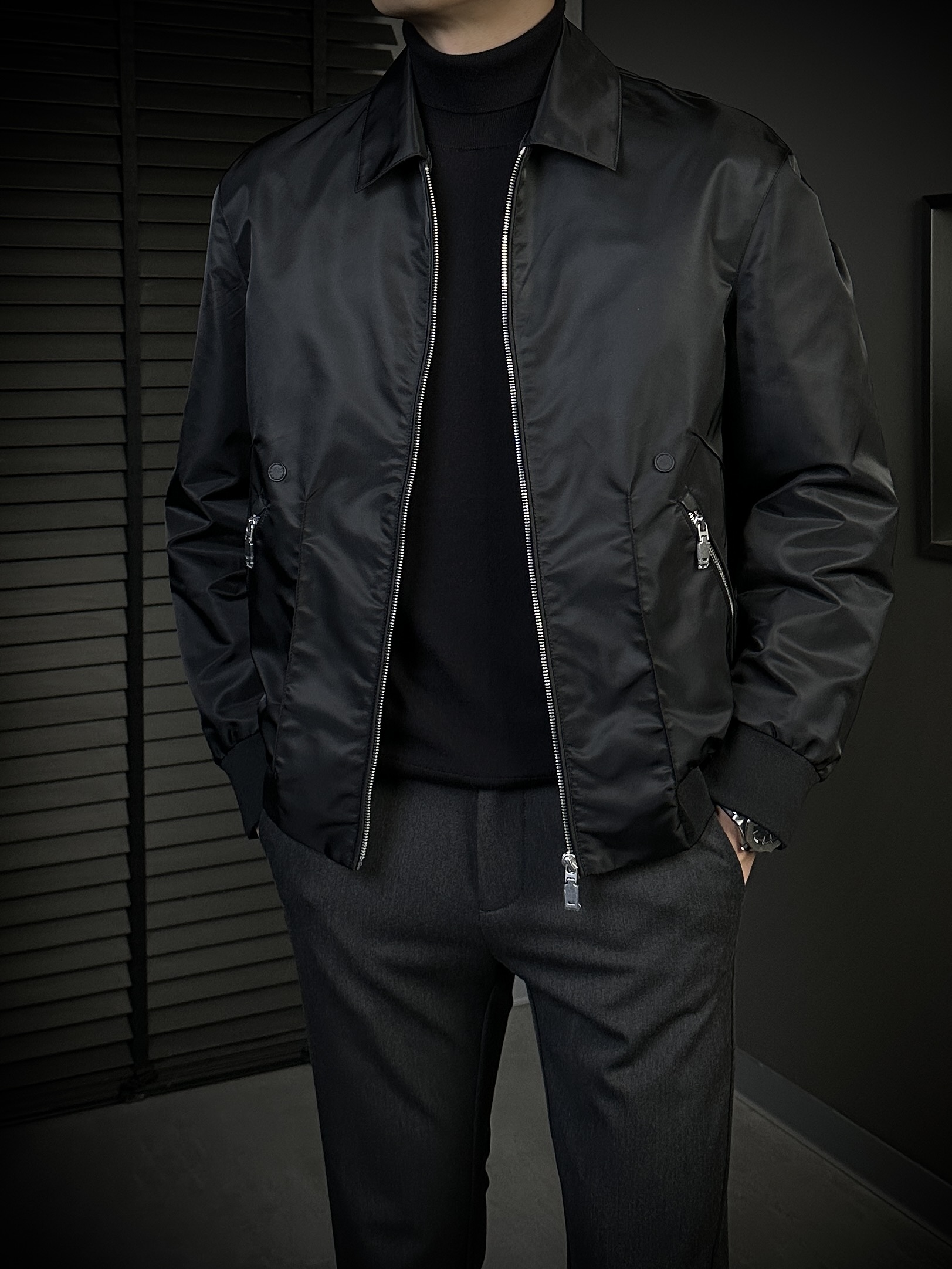 KING&GUCH秋季2025新款男士翻领时尚潮流休闲百搭夹克外套878223