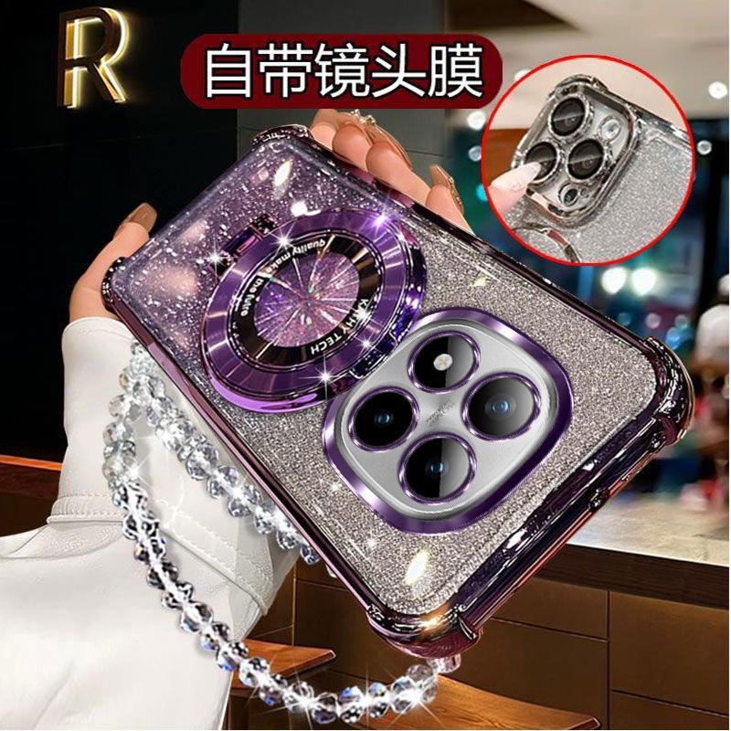 气囊防摔红米Note15Pro手机壳Realme高质量镜头全包闪粉CD支架轻