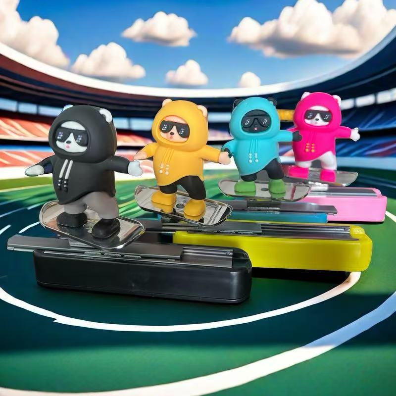 l小熊卡通临时停车牌汽车车载中控台滑板滑动屏幕可爱创意摆件