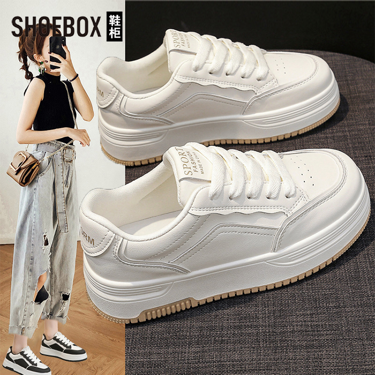 SH0EBOX鞋柜2025秋新款爆款厚底小白鞋女百搭松糕休闲运动板鞋