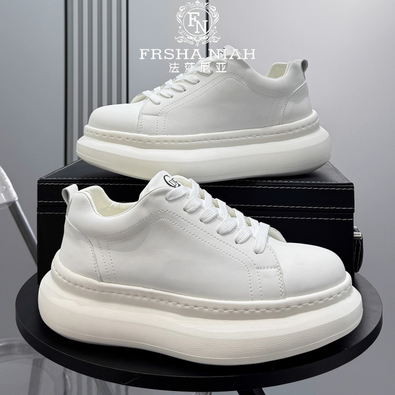 法莎尼亚舒适软底松糕鞋时尚潮流耐磨增高小白鞋男士防滑休闲潮鞋