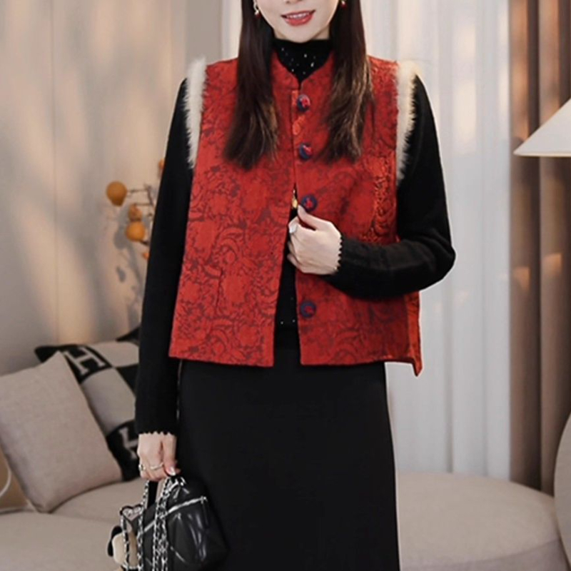 SHALLDOER【十里红妆】新年战衣中式棉服马夹女2026冬季叠穿马夹衫