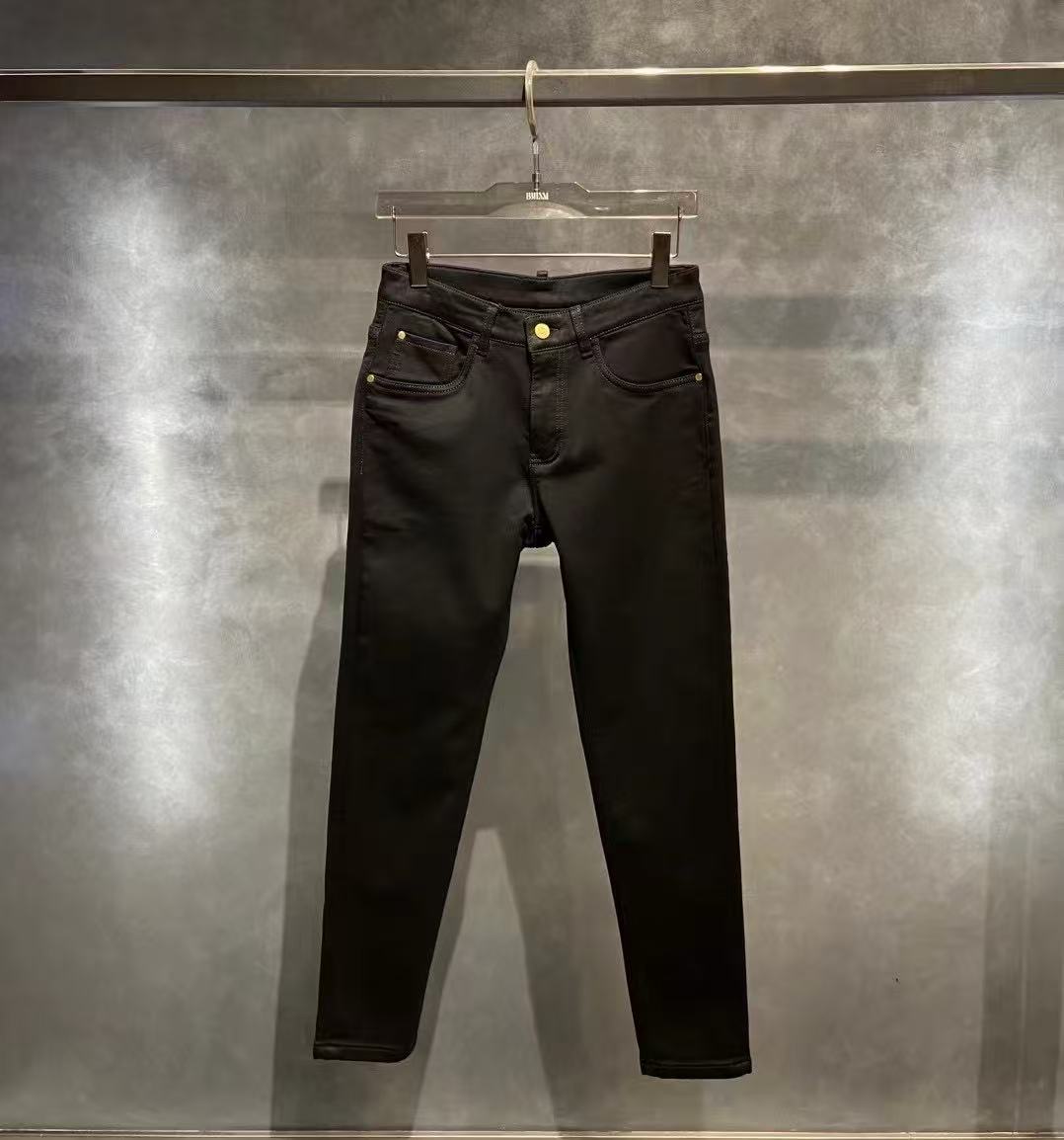 2025拉链水洗厚款拉绒百搭舒适轻奢时尚潮流修身牛仔裤BB5886-LA