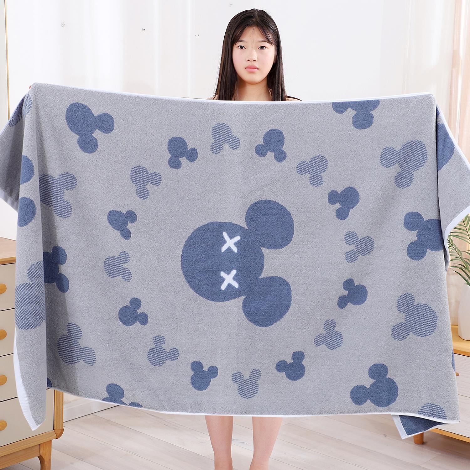 100%纯棉浴巾成人男女洗澡专用柔软吸水不掉毛全棉大号可裹大毛巾