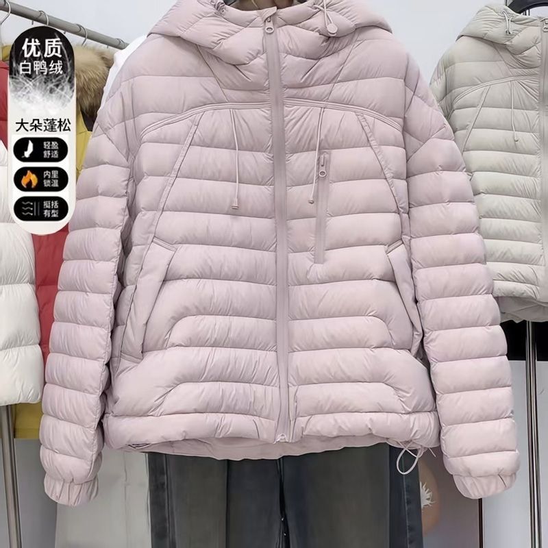 白鸭绒羽绒服女短款2025新款轻薄秋冬时尚百搭连帽宽松保暖外套潮